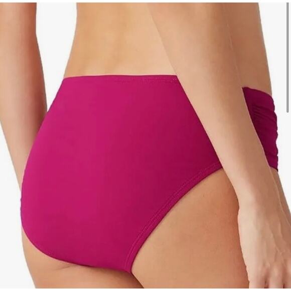 Tommy Bahama Pearl High Waist Side Shirred Bikini Bottoms Cabernet Crush L NWT - Picture 2 of 7